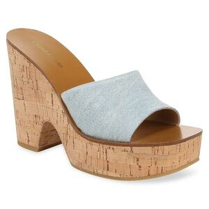 NEW VERONICA BEARD DENIM PLATFORM SLIDE SANDALS